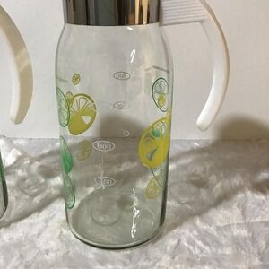 Vintage Pyrex Lemon & Lime Glass Pitchers 1 Qt. EUC Mid Century Modern Art Deco